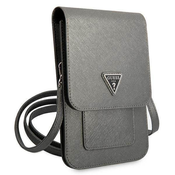 Guess Wallet Saffiano Triangle-logotyp telefonväska (grå) - 3666339050504