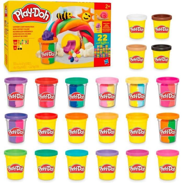 Kreativ leksak - Play-Doh - Min färgglada låda - 22 burkar - 30 lysande färger - Från 2 år 30 färger