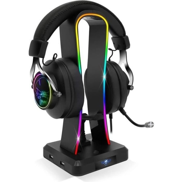 SPIRIT OF GAMER SENTINEL RGB Gaming Headset Stativ - Multifunktions Gaming Headset Hållare - 11 ljuseffekter - För PC/PS4/Xbox Svart