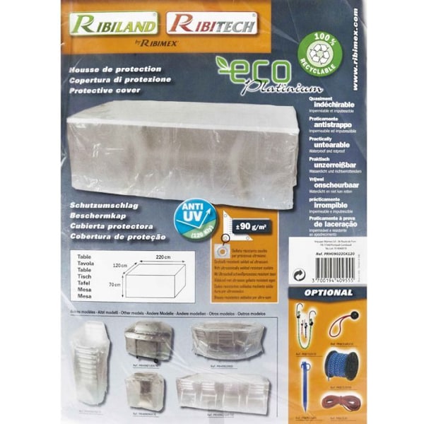 Transparent lock rektangulärt bord 2,20m