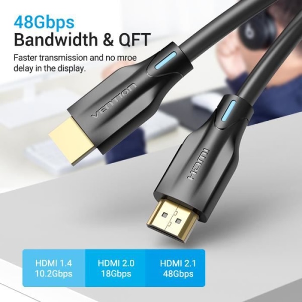 VENTION High Speed HDMI 2.1-kabel 48Gbps Dolby Vision 8K @ 60Hz (3m)