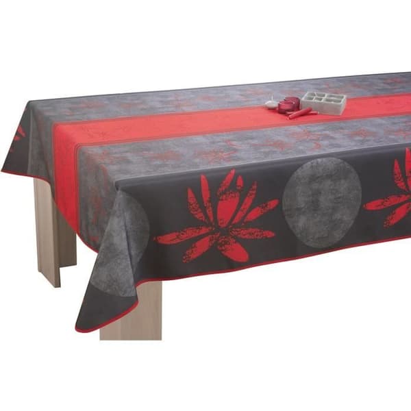 Duk - LOTUS - Rektangulär 150x240 cm - Röd - Vattenavvisande fläckbeständig - Polyester Röd
