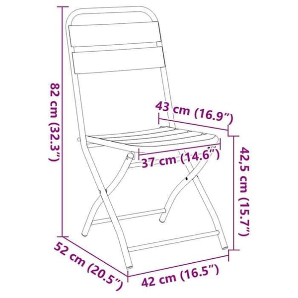 vidaXL Fällbar trädgårdsstol 2 st Antracit 42 x 52 x 82 cm 42002942