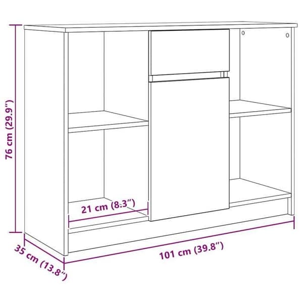 vidaXL Buffé med låda vit 101x35x76 cm ingenjörsträ, förvaringsmöbel, buffé, hallmöbel, buffémöbel 861562