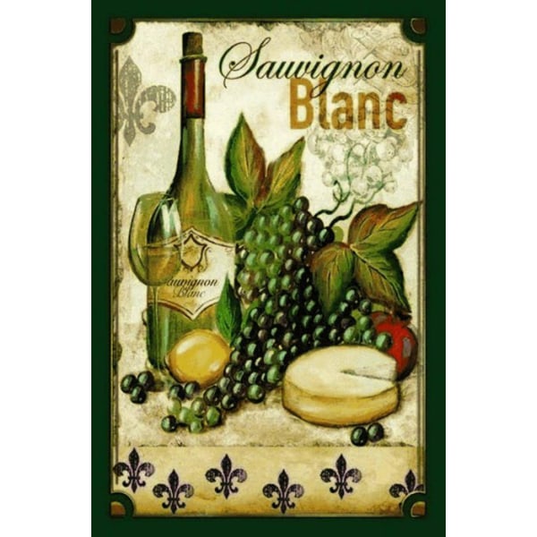 Schatzmix canvasmålning - 1-CC655 - Metallväggplakett Sauvignon Blanc motiv 20 x 30 cm