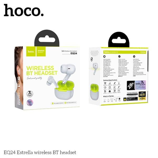 Trådlösa Bluetooth-hörlurar - HOCO - EQ24 - Grå - Bluetooth 5.4 - Batteritid 28h Grå