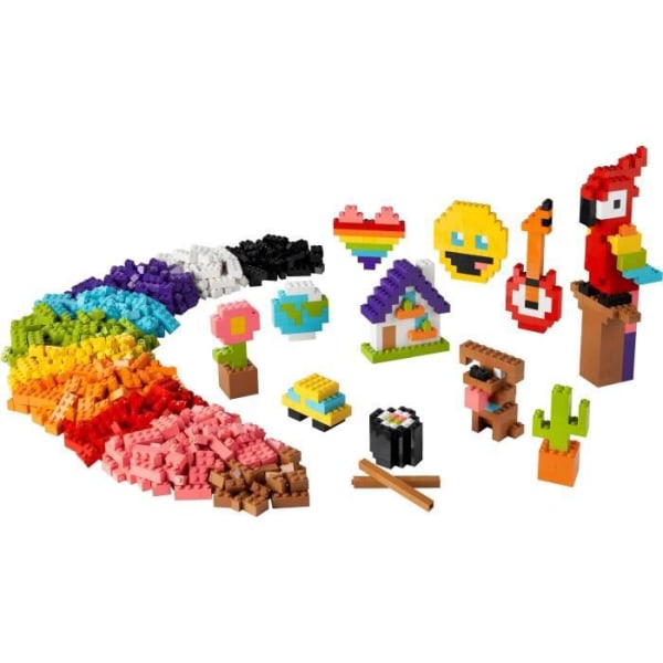 LEGO® Classic 11030 klossarpaket, klossleksak med papegoja, blomma och emoji, present