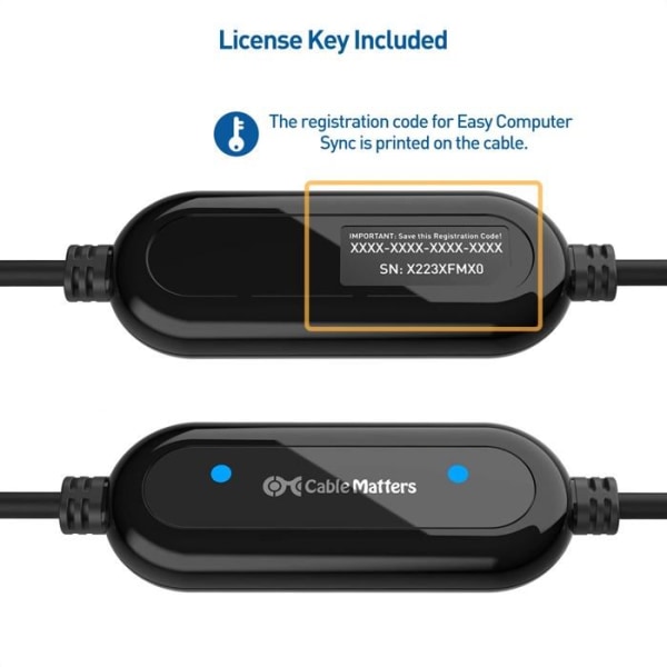 Kabel är viktigt - 202067-BLK-2m - USB 3.0 PC till PC Dataöverföringskabel för Windows och Mac-dator på 2m