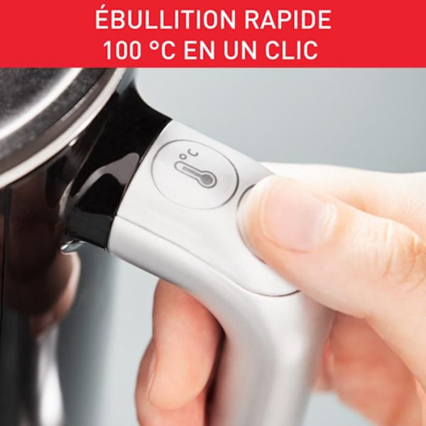 TEFAL Smart'n Light, Vattenkokare, Digital skärm, 1,7 L, 5 temperaturer, Anti-skållningsvägg, Rostfri inredning, 360° bas KO850810 Svart