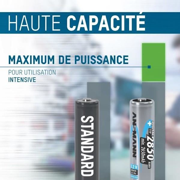 Batteriladdare - ANSMANN - Powerline 4 Smart - 1 till 4 AA/AAA-batterier - LED-skärm - Reparationsläge