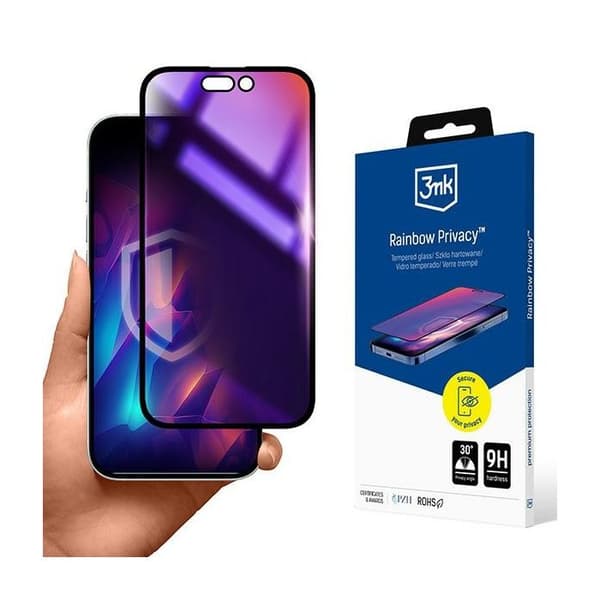 Härdat glas för iPhone 16 Plus 3MK Rainbow Privacy