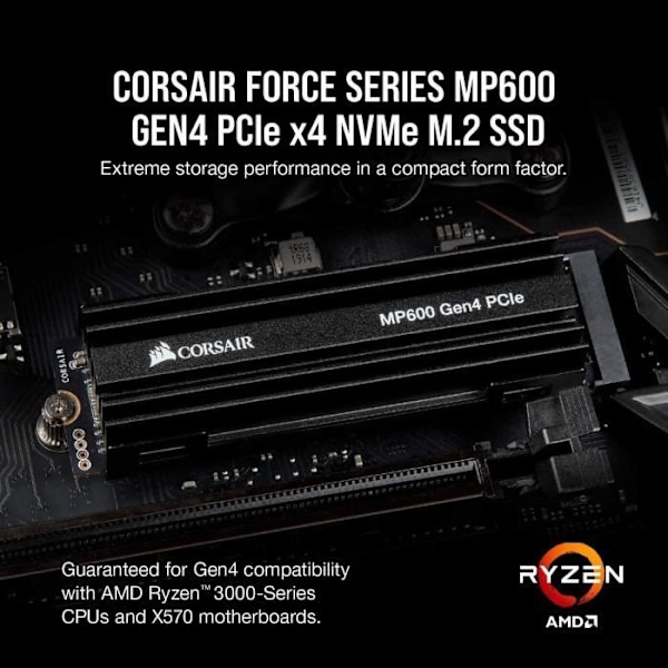 Corsair MP600 PRO LPX 2TB M.2 NVMe PCIe Gen. 4 x 4 - Optimerad för PS5 (CSSD-F2000GBMP600PLP)