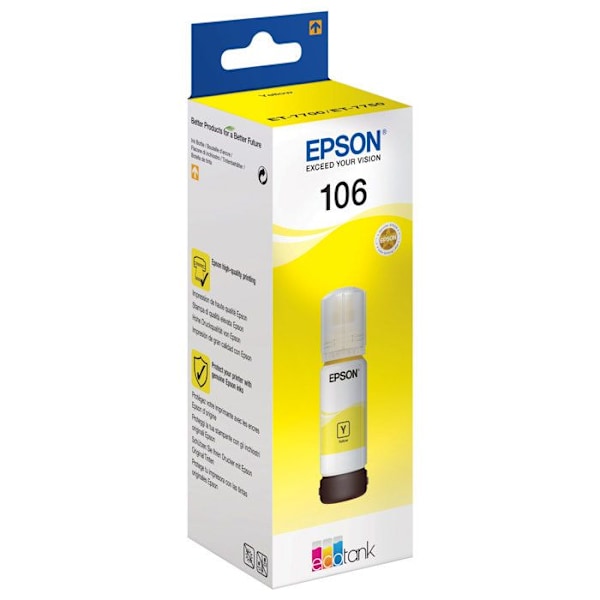 Original bläcktank 106 - 70 ml - Gul - EPSON - EcoTank ET-7700, ET-7750, L7160, L7180