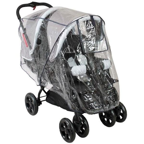 BAMBISOL Regntäcke för dubbla barnvagn Transparent