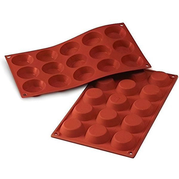 Moule à tartelette - SILIKOMART - SF014 - Silikon terracotta - 15 hål - Ø 50 mm H 15 mm Terrakotta
