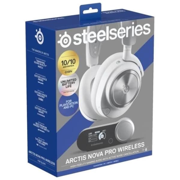 Trådlöst spelheadset - STEELSERIES - Arctis Nova Pro P - Vit vitt och grått