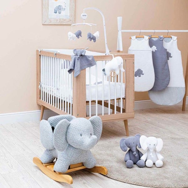 NATTOU - Tembo jacquard elefantrocker - 64 x 34 cm - 10 till 36 månader - 100% bomull - Grå Grå
