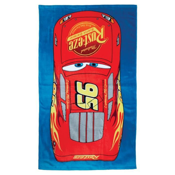 Badblädd och strandhandduk - DISNEY - BILAR 95 - 100% bomull - 70x120 cm - Officiell licens Blå