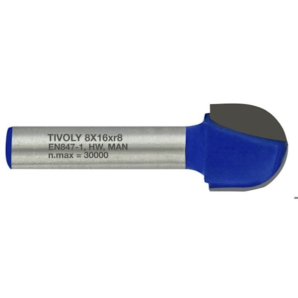 Tivoly • Fräs för Spårfräs • Ø16mm • 2 Skär av Karbid • Stång Ø8mm • För Träarbete
