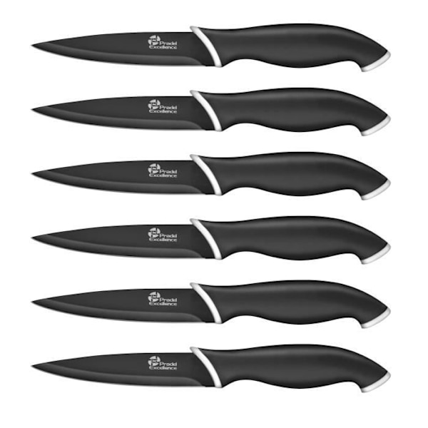 Coffret med 6 steakknivar PRADEL EXCELLENCE - Blad 10 cm - Nonstick-beläggning - Svart Svart