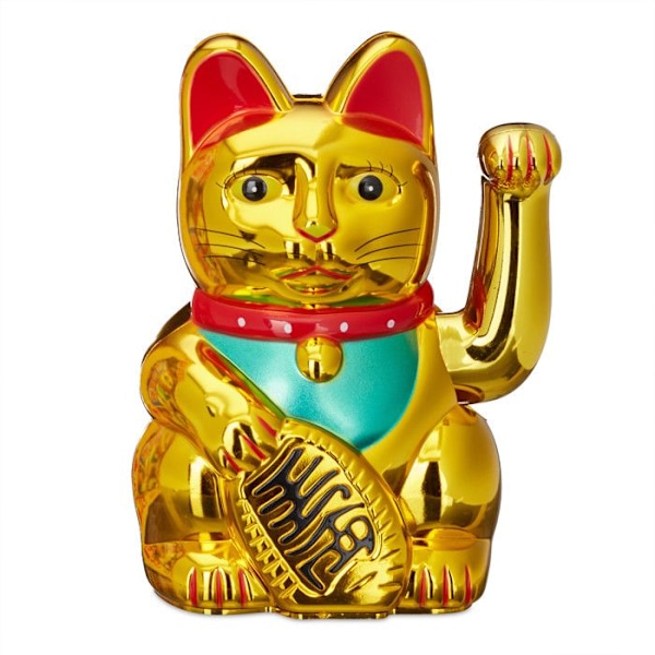 Relaxdays Maneki-Neko kinesisk lyckokatt 16 cm Asien Kina Japan Thailand, guld. gyllene