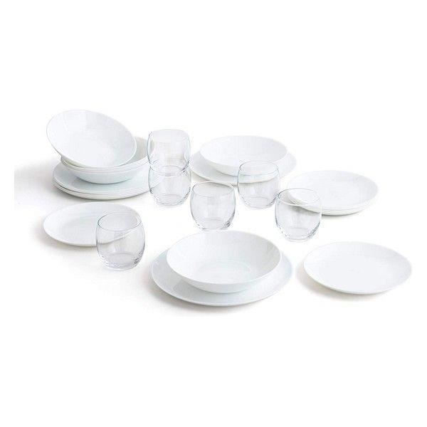 Arcopal Komplett middagsservering för 6 personer 18 Set med 6 glasglas 26 cl, opal, 19 delar - Zelie