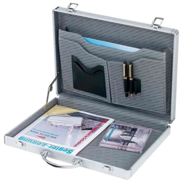 Aluminiumbaserad portfölj - ALUMAXX - MINOR - Lätt - 2 A4-fack - Silverfärgad Silver
