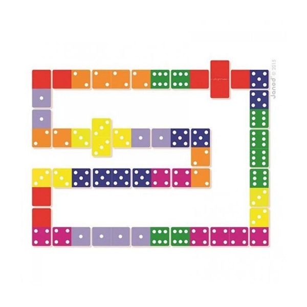 Jungle Dominoes - JANOD - 2 sätt att leka - Roliga djur och siffror - För barn från 3 år Flerfärgad