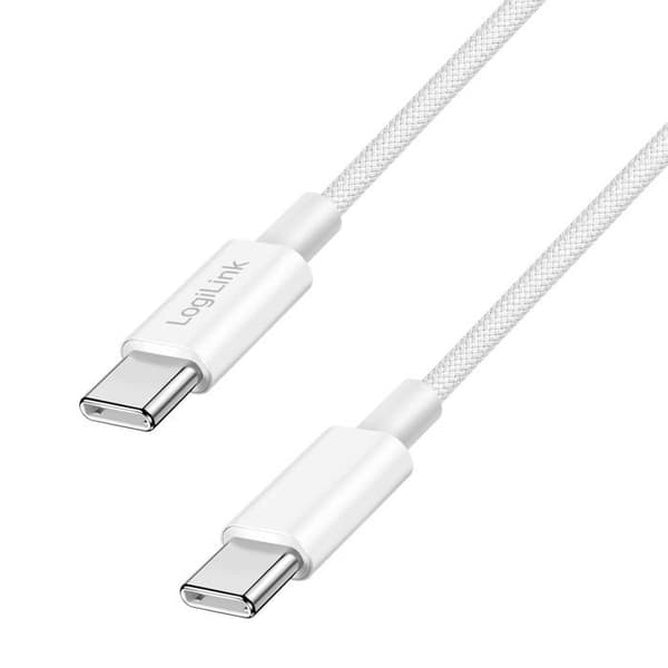 USB-C-kabel - Logilink - Nylon - 60W - Vit - 1,5m