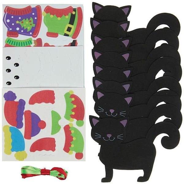 Baker Ross Creative Paper Kit - FX365 - Juldekorationer Kattmönster att sortiment - Set med 8, julgransdekoration ()