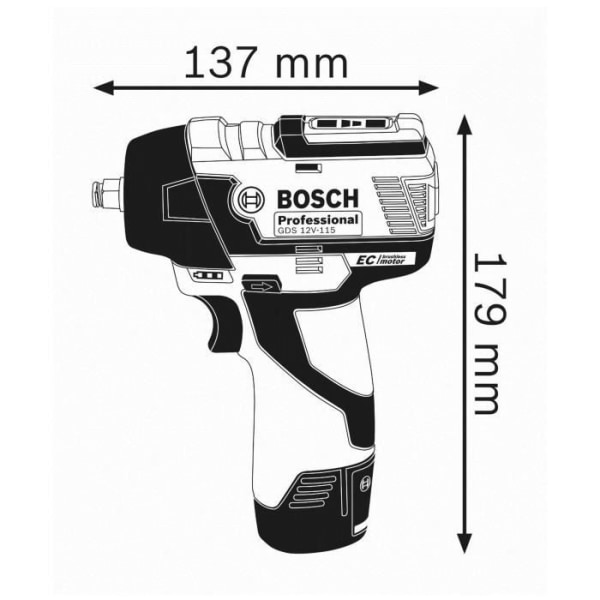 Bosch Professional GDS 12V-115 skiftnyckel utan batteri 2600 rpm - 06019E0101