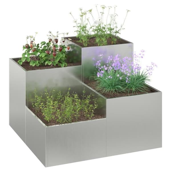 Jardinière - 80x80x60 cm - Galvaniserat stål - Grå - Modernt design Grå