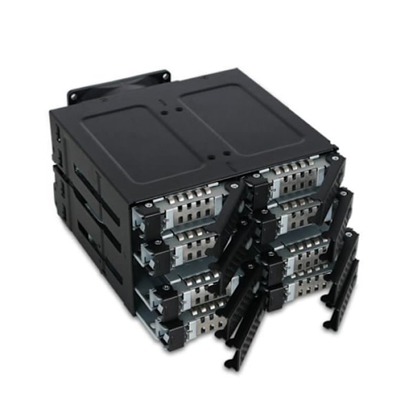 Icy Dock ToughArmor MB508SP-B 8-fack Rugged Backplane Cage för 2,5” SATA/SAS SSD/HDD, för 2 externa 5,25” fack