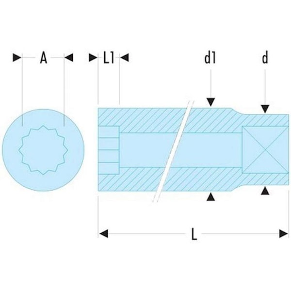 Douille 1/2'' - FACOM - S.13LA - Lång - 12 sidor - OGV® profil