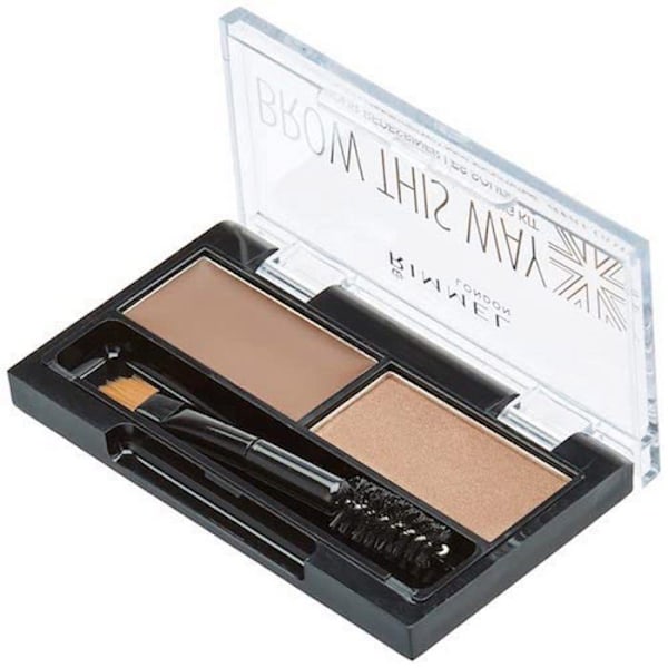 Rimmel - 34666640002 - Brow This Way Kit för att Omforma Brynen Mörkbrun, Puder 0,04 Ounce, Vax 0,03 Ounce