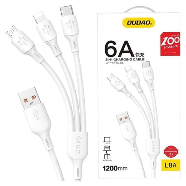 Câble 3 i 1 Dudao för telefoner Usb-A Usb-C Micro Usb till Lightning 480 Mo/S