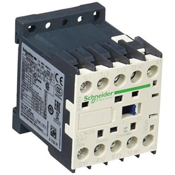 Schneider Electric TeSys kontaktor, LC1-K, 3P, 9 A, 440VAC-3, spole 230 VAC, 50/60 Hz - LC1K0910P7