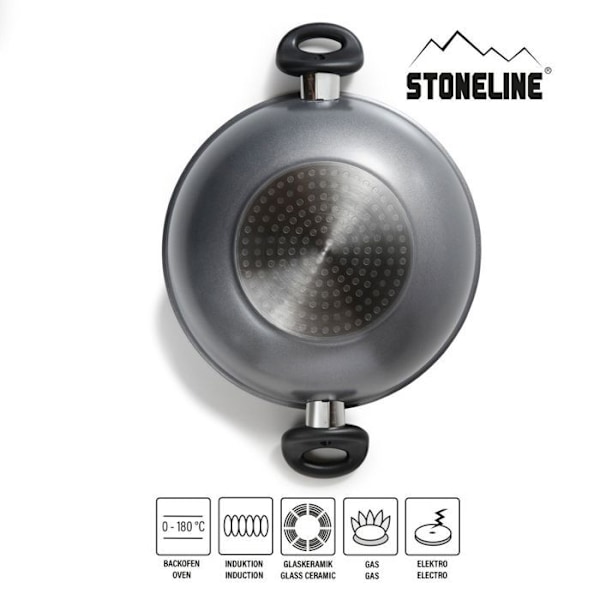 STONELINE® kastrull 28 cm - med glaslock - Non-stick beläggning med äkta stenpartiklar - Induktion