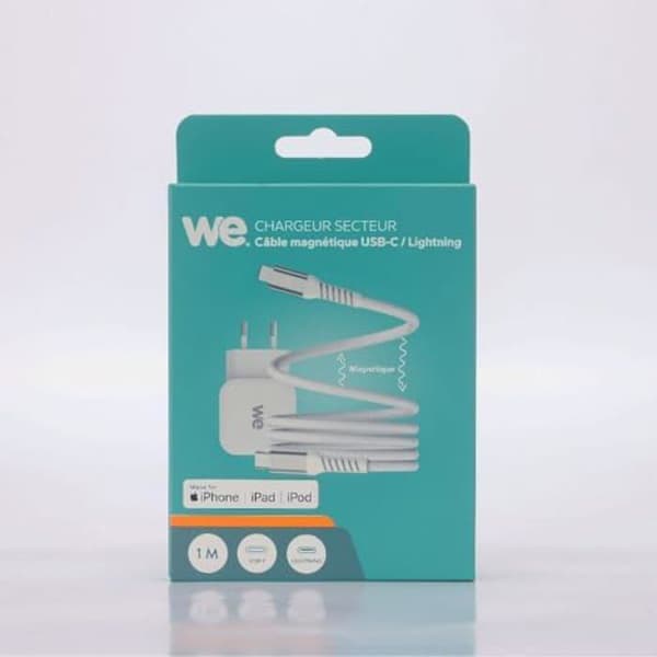 Laddkabel - WE - USB-C/Lightning - 20W - Magnetisk - Flätad nylon