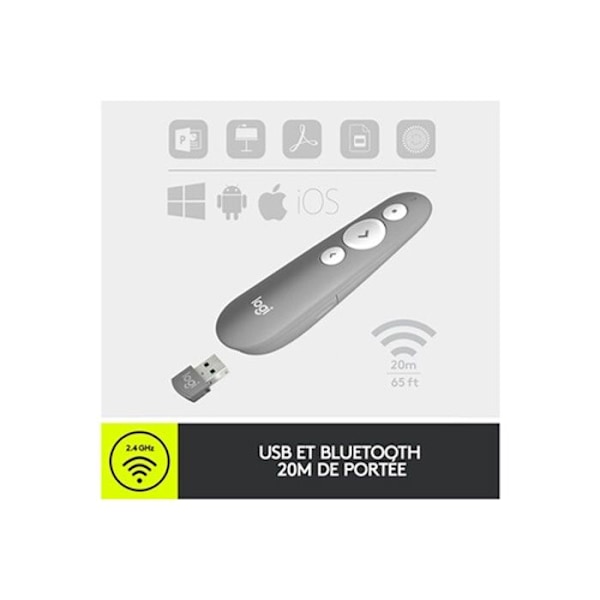 Presentationsfjärrkontroll - Logitech - R500s - Röd laserpekare - 20 meter - Bluetooth 4.0 LE