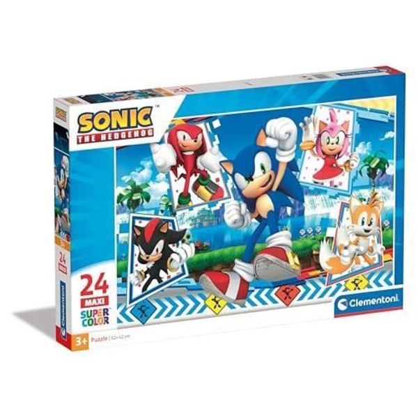 Barnpussel - CLEMENTONI - SUPERCOLOR SONIC - 24 Maxi-bitar - 3 år - Ekologiskt Ljusa färger