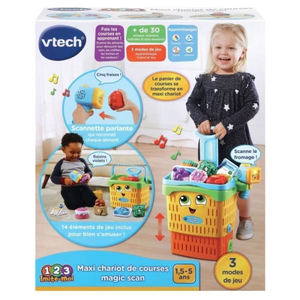 VTECH - 1,2,3 Imitate Me - Magic'Scan Maxi Shopping Trolley - Imitationsleksak för barn