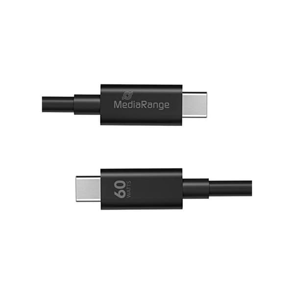 USB Typ-C-kabel - MediaRange - 60W - 5 Gbit/s - 1,2 m - Svart