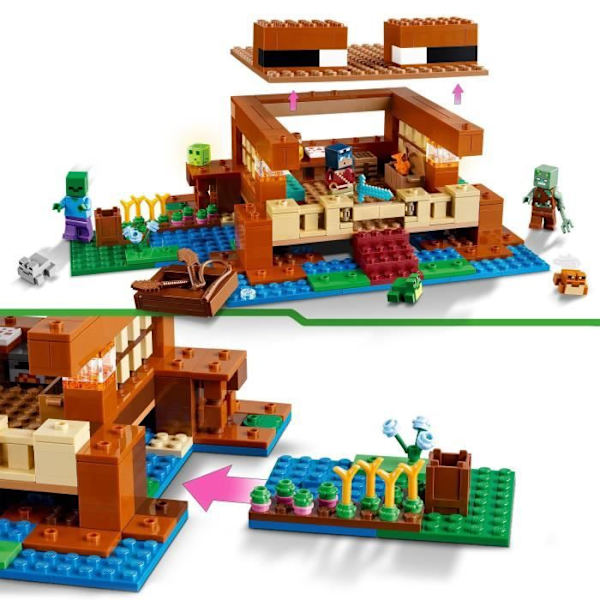 LEGO® 21256 Minecraft Grodhuset, Leksak med djurminifigurer, Karaktärer: Zombie och Explorer Flerfärgad