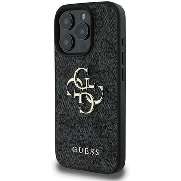 Coque Souple - GUESS - iPhone 16 Pro - Ekologiskt Läder - Svart - 4G Oversized Logotyp Svart