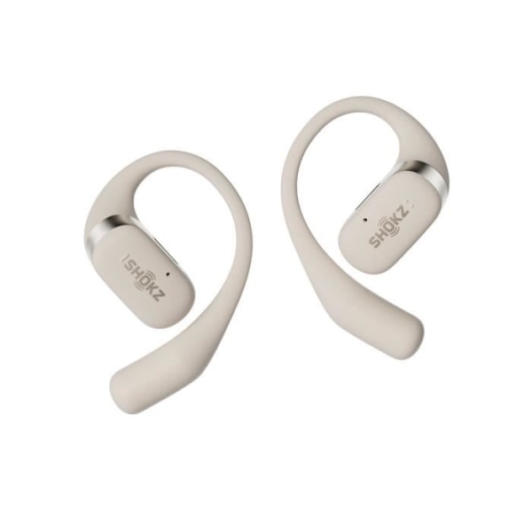 SHOKZ OpenFit trådlösa Bluetooth-hörlurar-Ljudheadset med inbyggd mikrofon-Ear-free Comfort Lättvikt-Snabbladdning-Beige