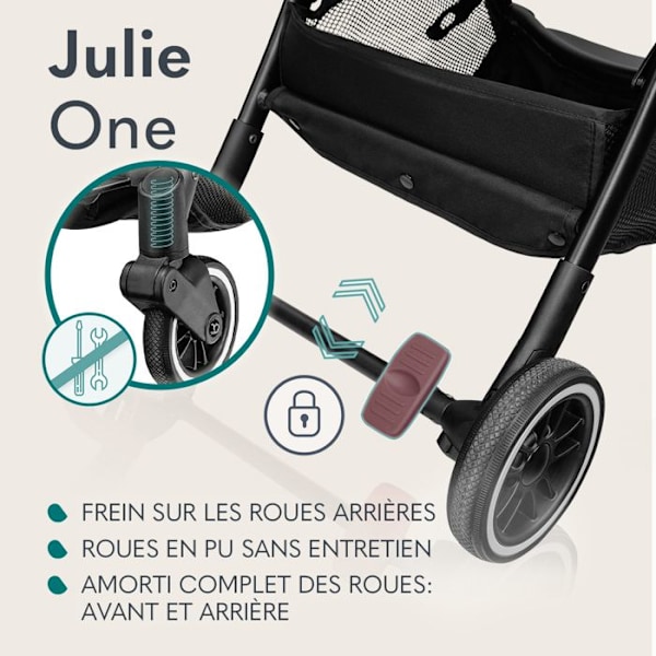 Kompakt paraplyvagn LIONELO Julie One - Upp till 22 kg - Lätt och hopfällbar - Tillbehör - Grön Grön, Svart