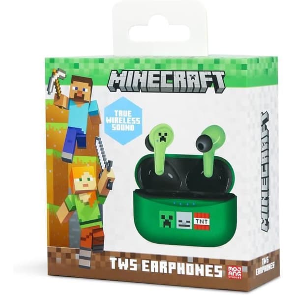 Hörlurar - OTL TECHNOLOGIES - TWS Minecraft grön / vit