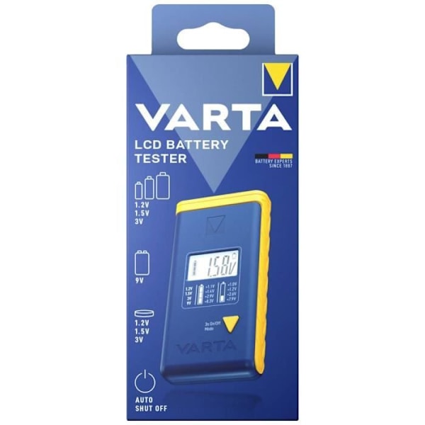 Varta Batteritestare LCD Batteritestmätområde (batteritestare) 1,2 V, 1,5 V, 3 V, 9 V batteri, batteri 00893 1