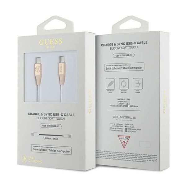 Gissa Ebossed Logotyp - Snabbladdningskabel USB-C till USB-C 1,5 m (guld)